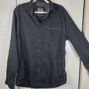 Drill Clothing Co Mens Black Long Sleeve Shirt XL Granola streetCasual Goth Glam